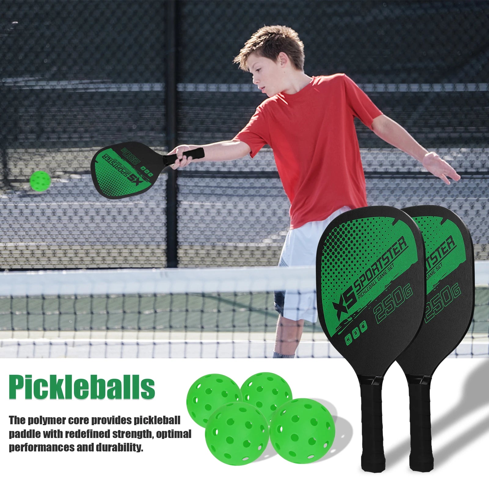 Green Pickleball Racket Set