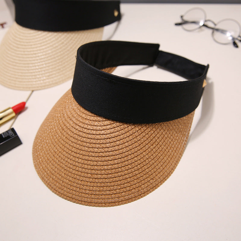 Summer Outdoor Sports Sun Straw Hat With Ponytail Hat