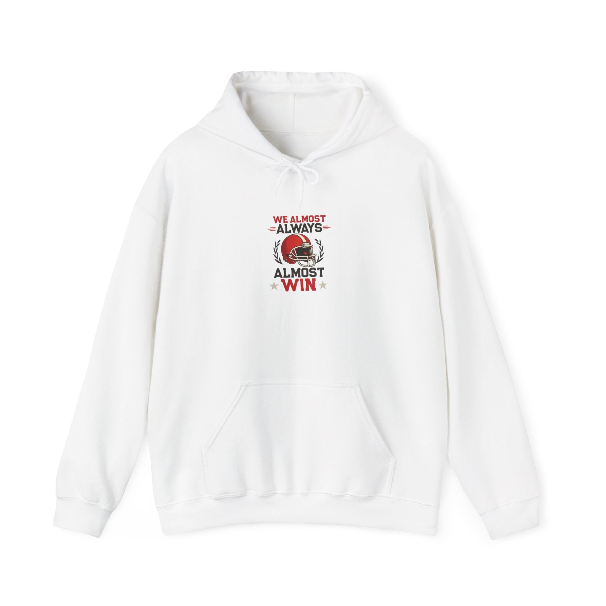 Football Hoodie — “We Almost Always Almost Win” Vintage Helmet Pullover