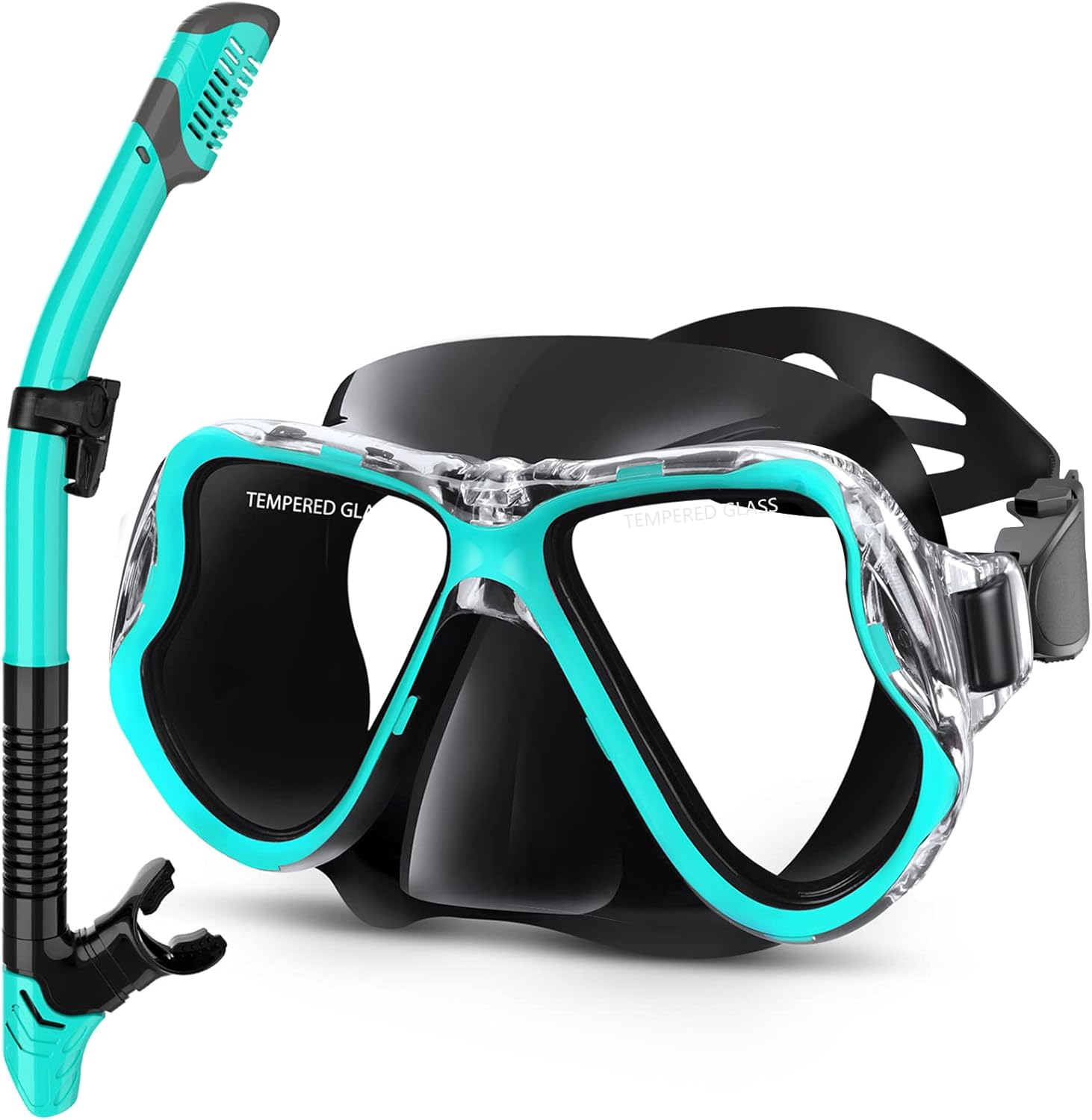 Dry Snorkel Set, Panoramic Wide View, Anti-Fog Scuba Diving Mask