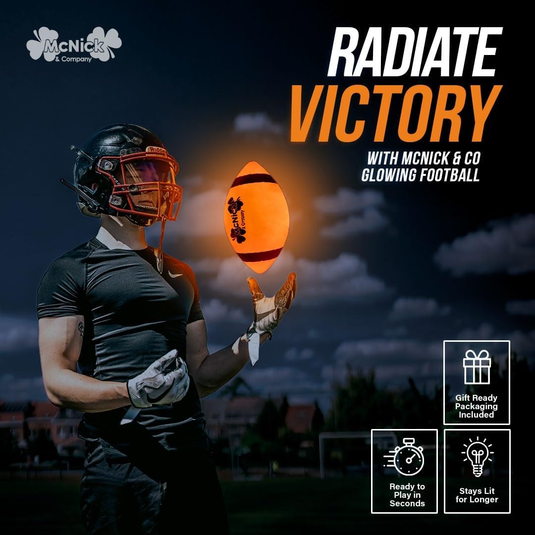 LED Glow in the Dark Football - Youth Nighttime Light up Football for Kids