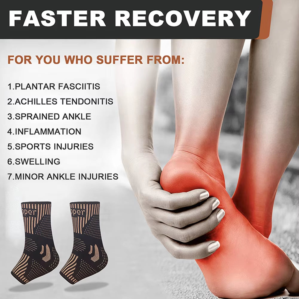 Copper Ankle Brace Support Sleeve for Sports & Injury Recovery