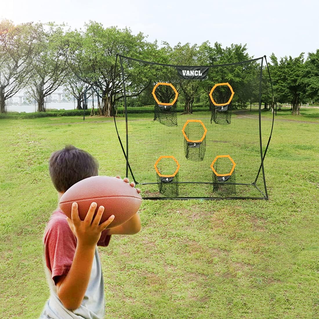 Football Training Net Portable 7X7Ft Knotless Quarterback Throwing Net