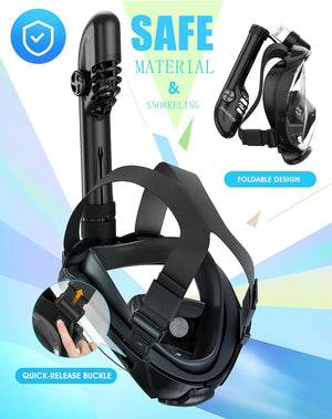 Full Face Snorkel Mask with Latest Dry Top System, Foldable 180 Degree