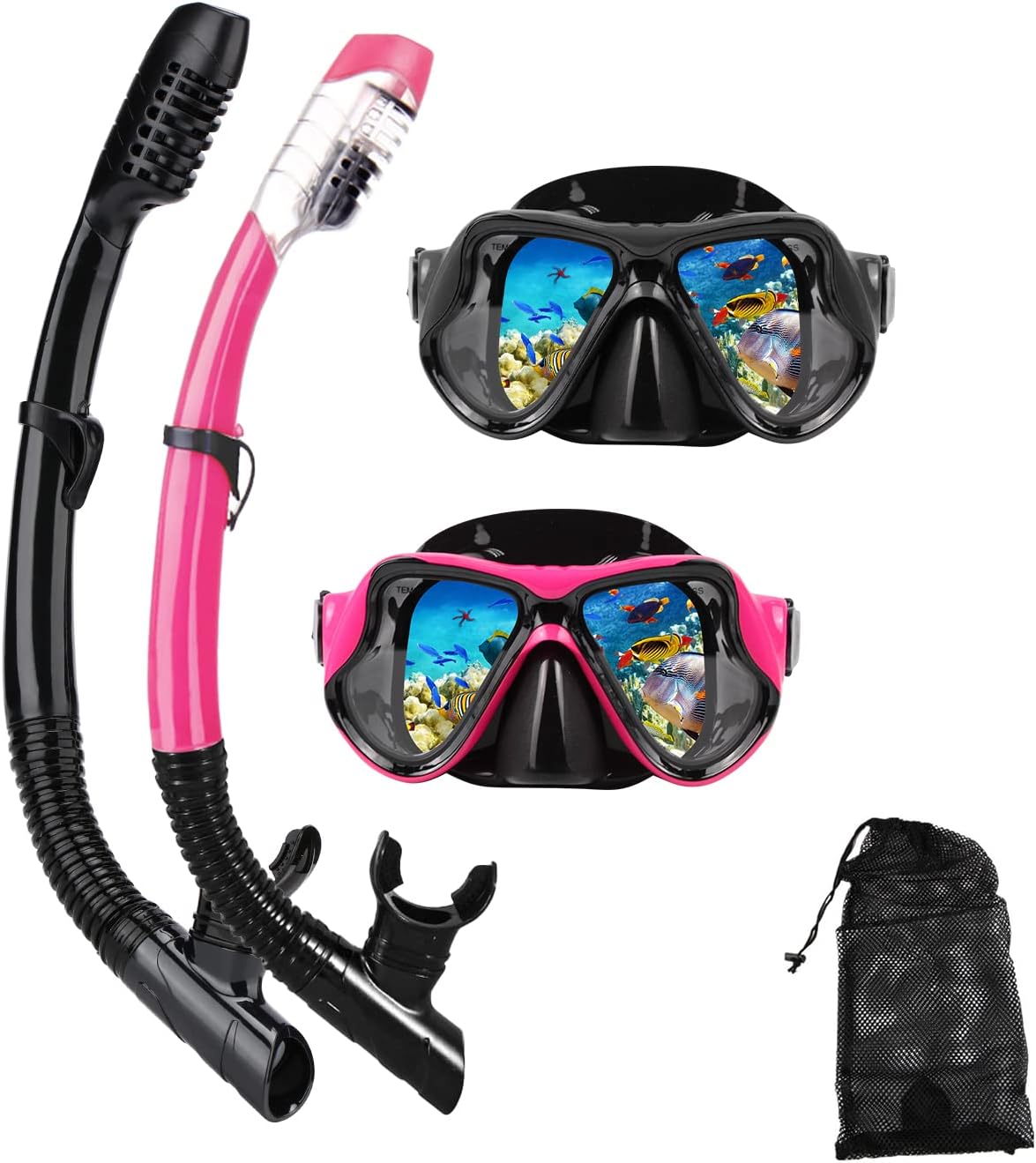 Snorkeling Gear for Adults Snorkel Mask Set Scuba Diving Mask Dry Snorkel