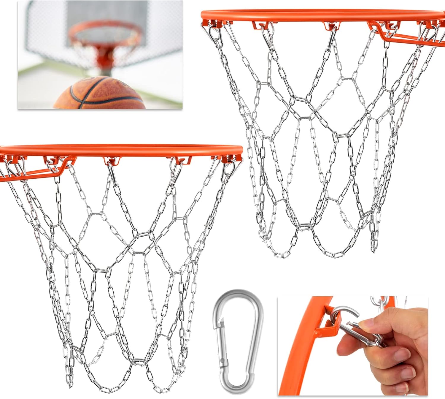 2-Pack Heavy-Duty Basketball Nets with 12 Links