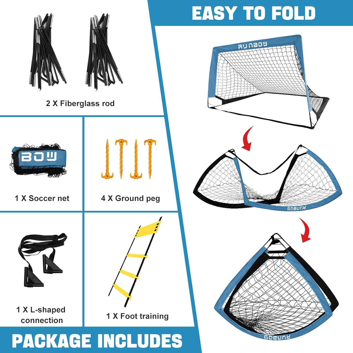 4X3 Ft Portable Kids Small Soccer Goal Net Set of 2 with Carrying Bag