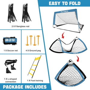 4X3 Ft Portable Kids Small Soccer Goal Net Set of 2 with Carrying Bag