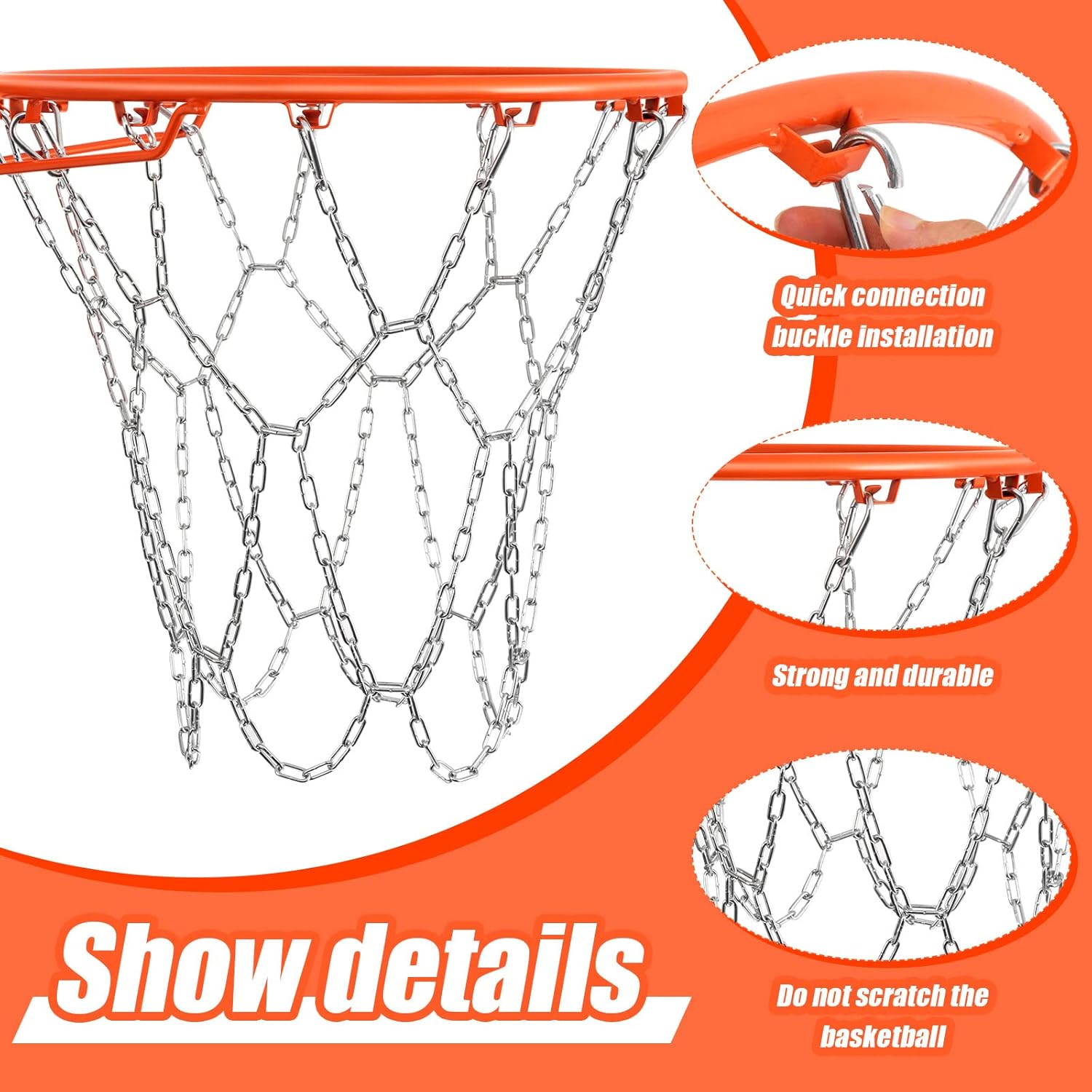 2-Pack Heavy-Duty Basketball Nets with 12 Links