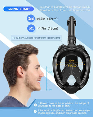 Full Face Snorkel Mask with Latest Dry Top System, Foldable 180 Degree