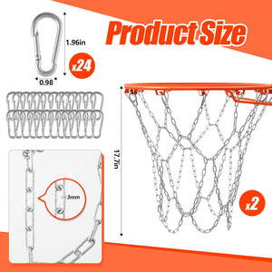 2-Pack Heavy-Duty Basketball Nets with 12 Links