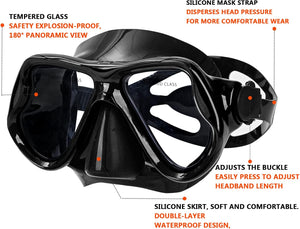 Snorkeling Gear for Adults Snorkel Mask Set Scuba Diving Mask Dry Snorkel