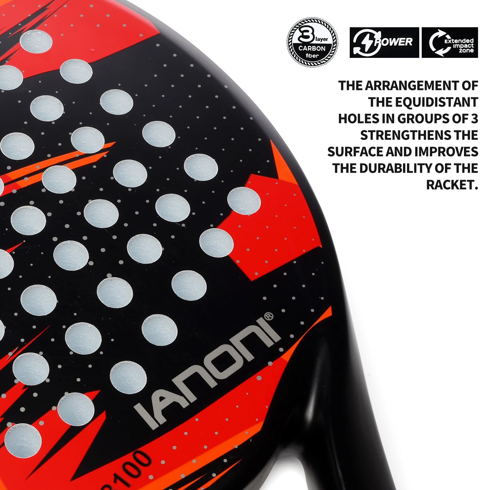 Carbon Fiber Padel Racket with EVA Foam Core, Lightweight