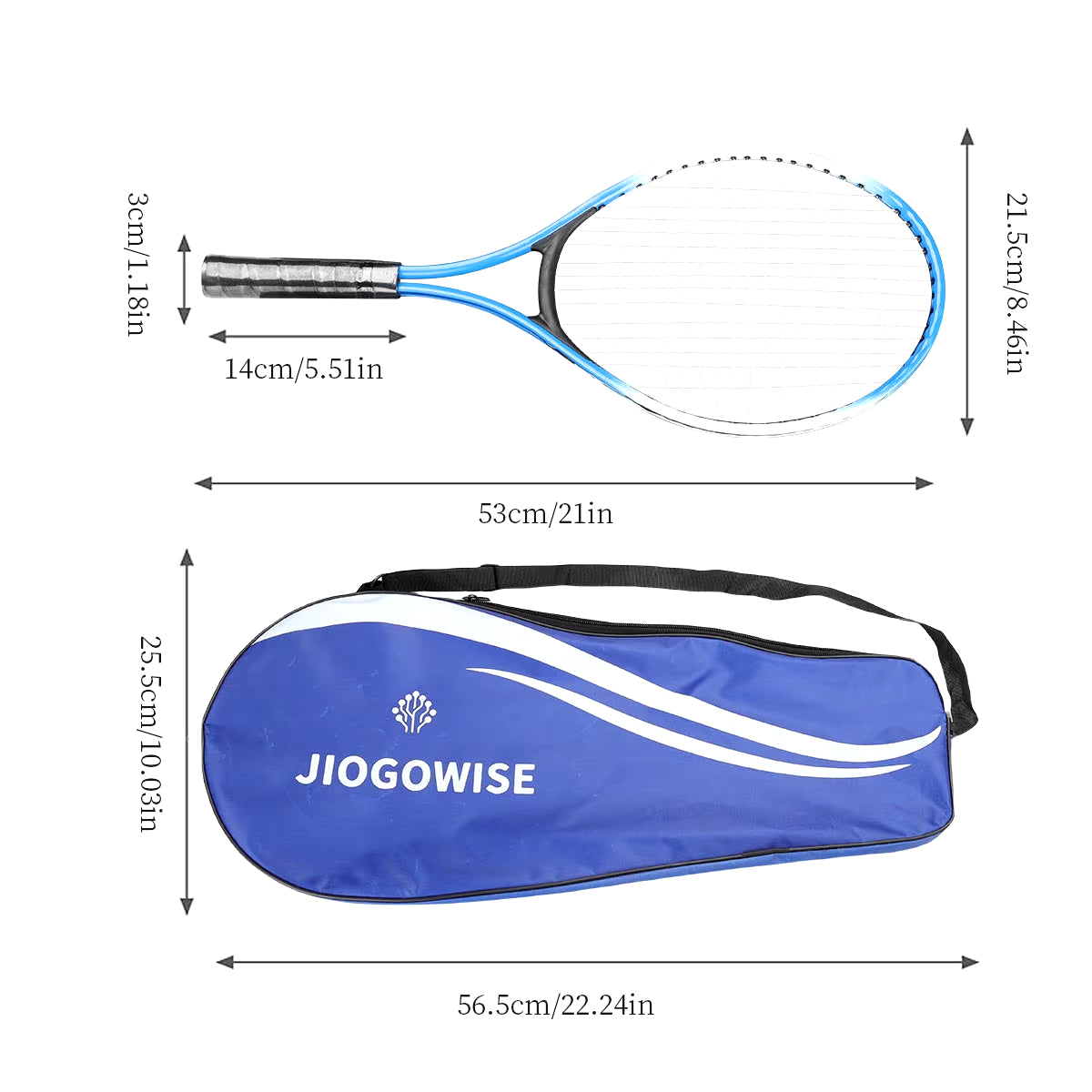 2Pcs Tennis Rackets, Bag, 21" Racquet Set for Beginners, Youth