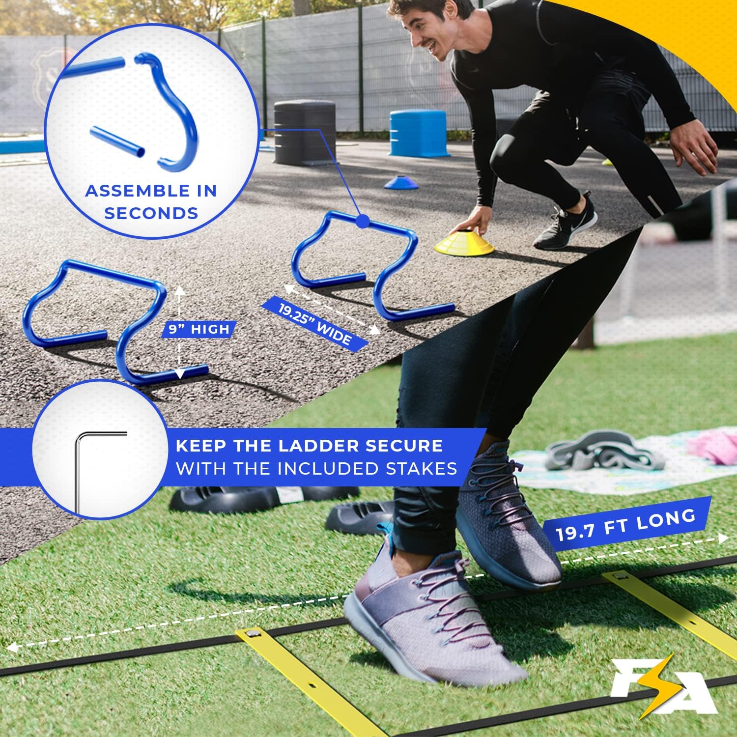 Agility Training Blue & Yellow Football Ladders