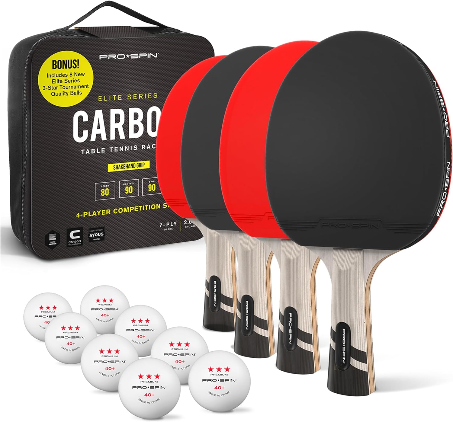 Ping Pong Paddle with Carbon Fiber Premium Table Tennis Rackets