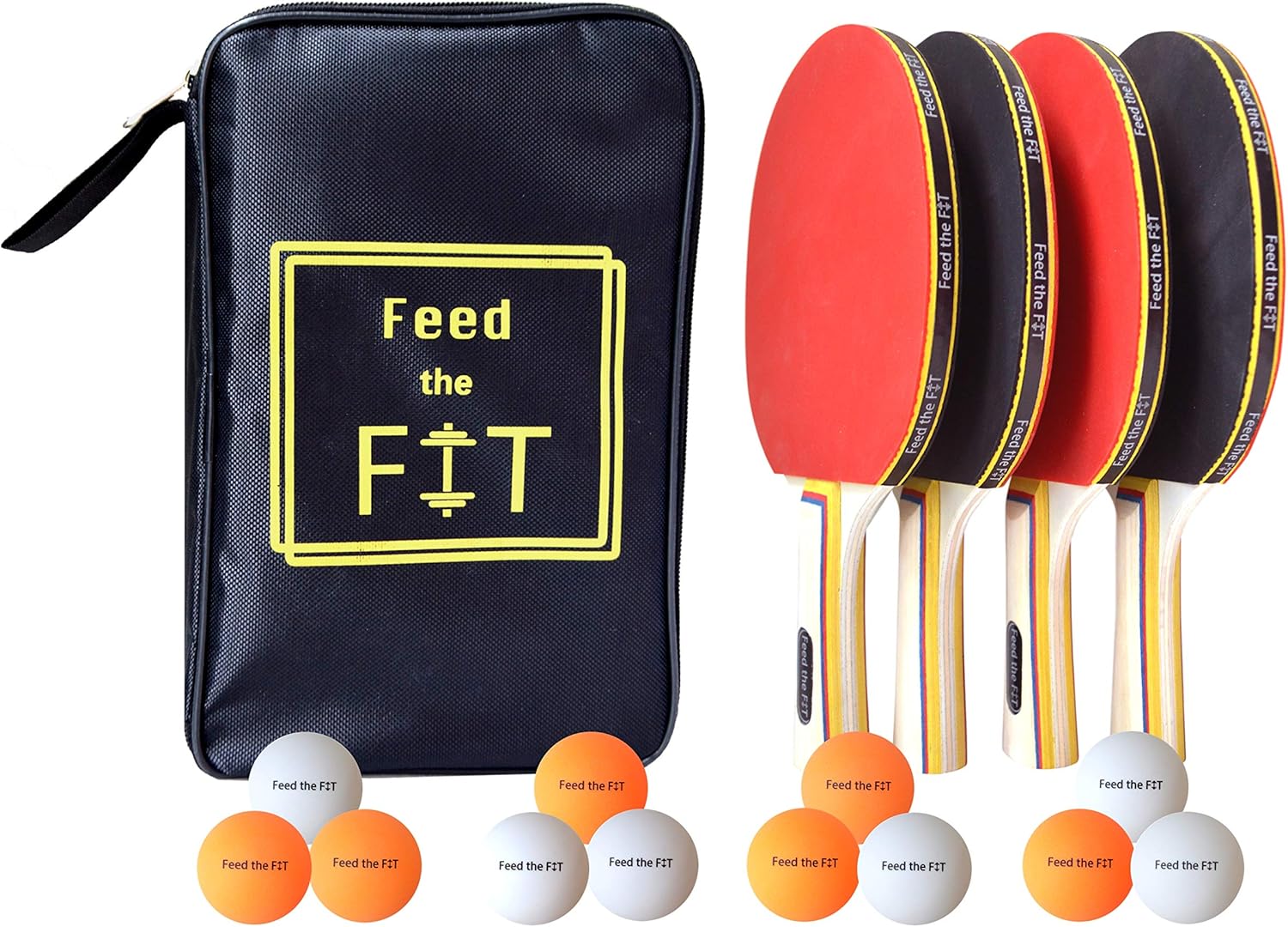 4-Player Table Tennis Paddle Set - Complete Racket Bundle