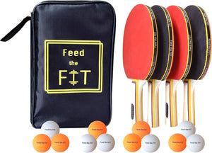4-Player Table Tennis Paddle Set - Complete Racket Bundle