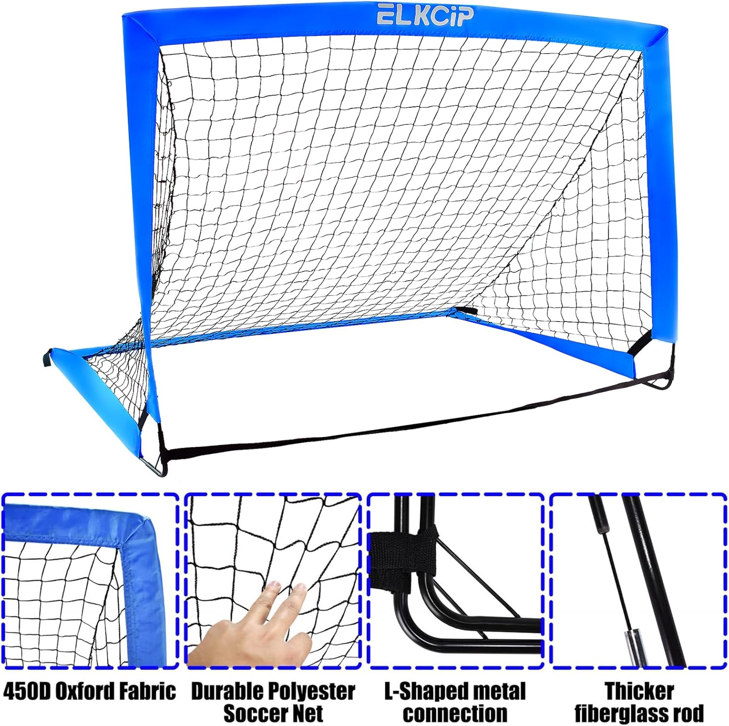 Kids Soccer Goals for Backyard Set of 2, 6X4 /4X3 Ft Portable Soccer Nets
