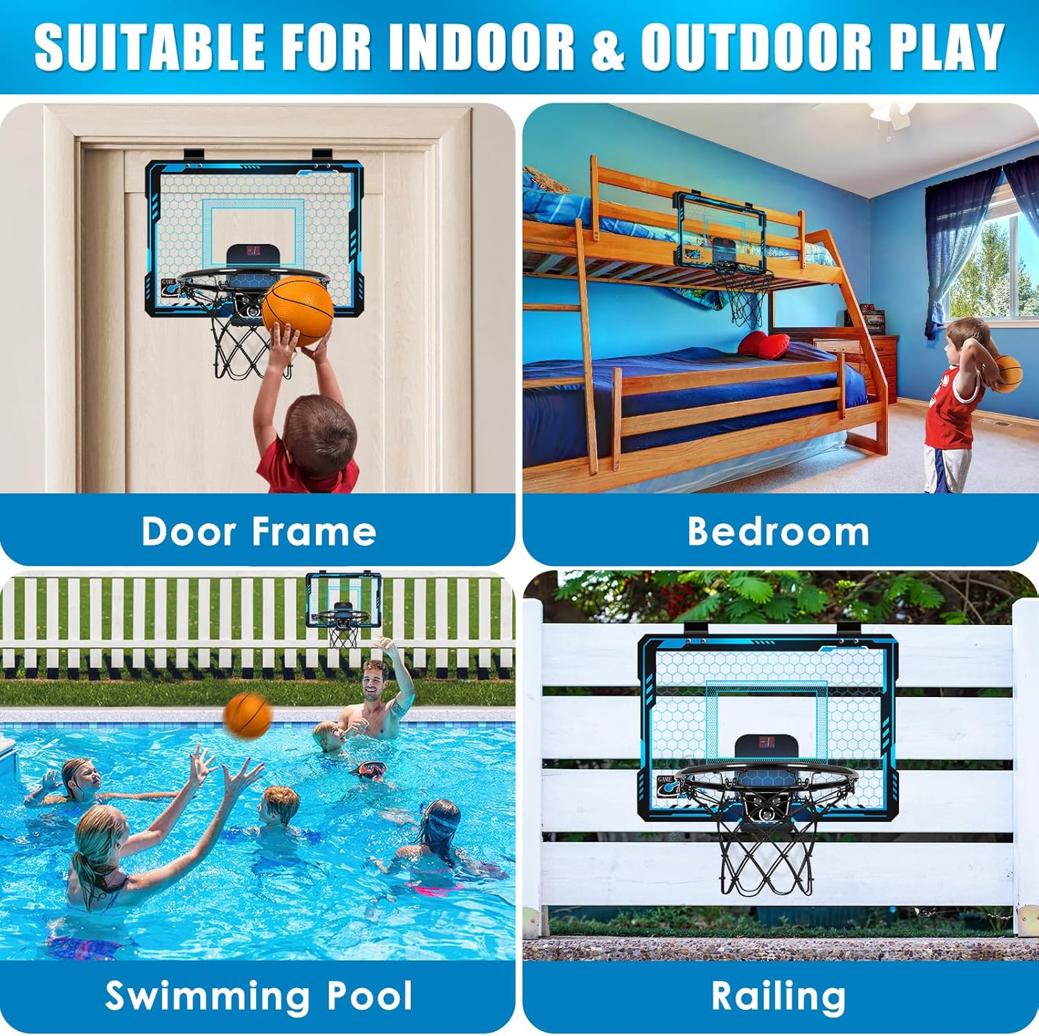 Mini Basketball Hoop Indoor with 7 Colors LED Lights