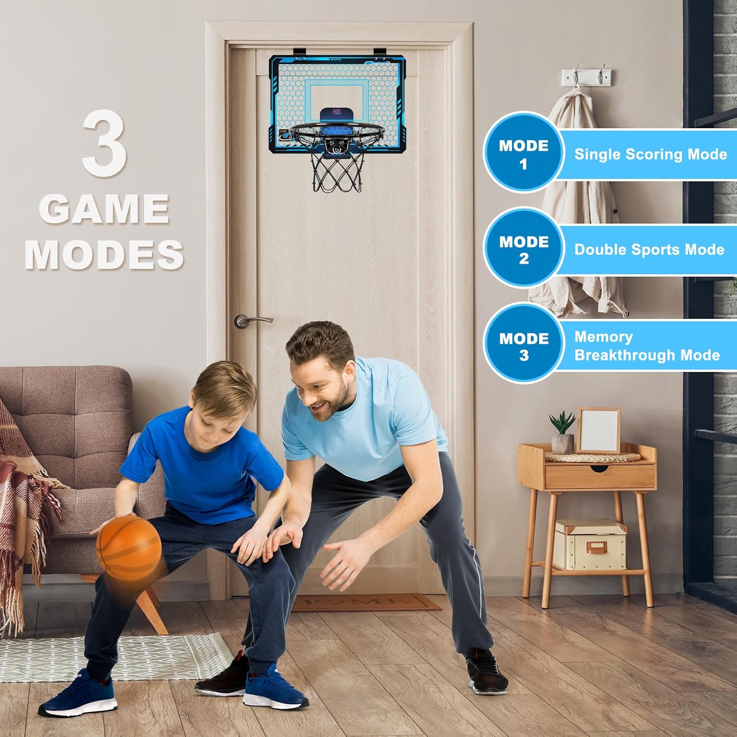 Mini Basketball Hoop Indoor with 7 Colors LED Lights