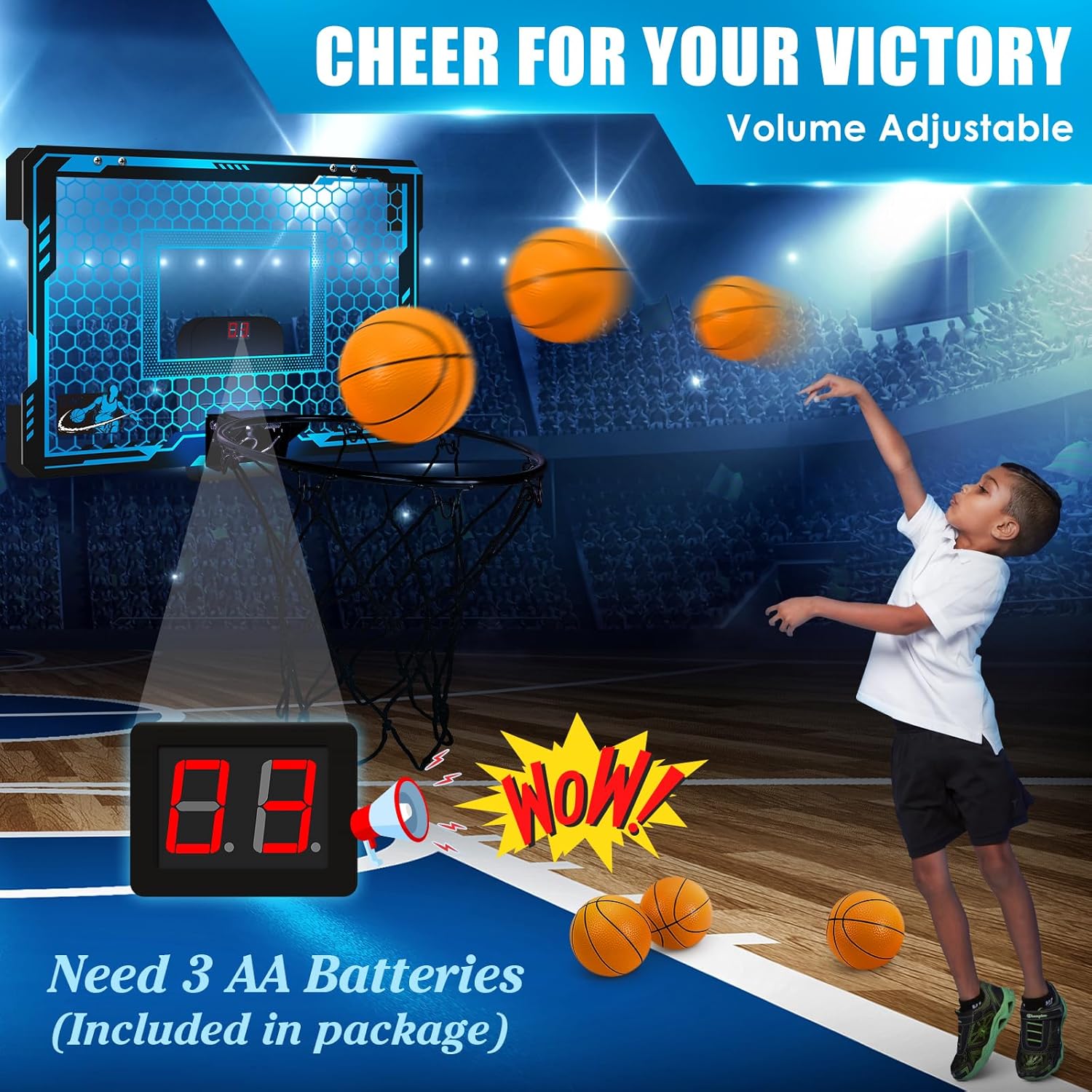 Mini Basketball Hoop Indoor with 7 Colors LED Lights