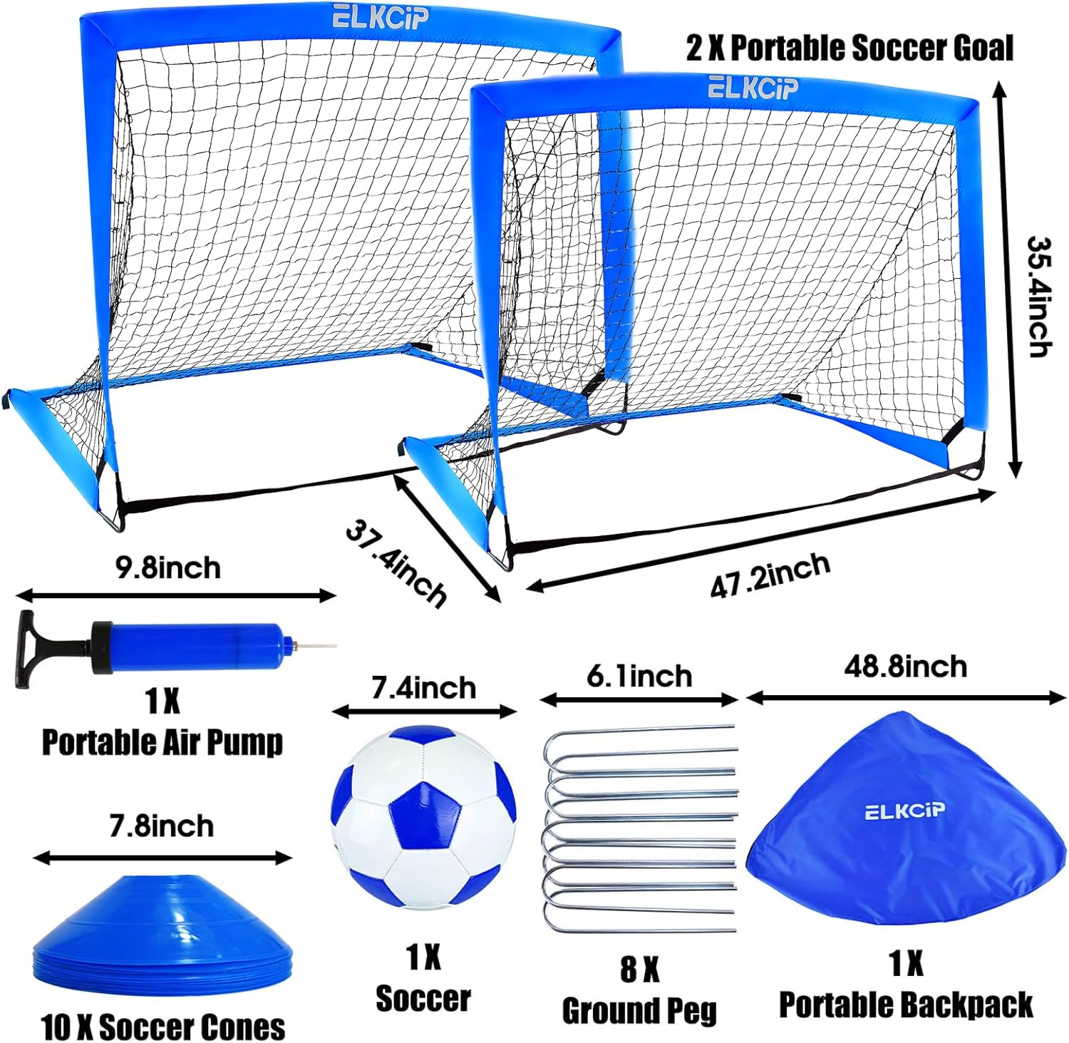 Kids Soccer Goals for Backyard Set of 2, 6X4 /4X3 Ft Portable Soccer Nets