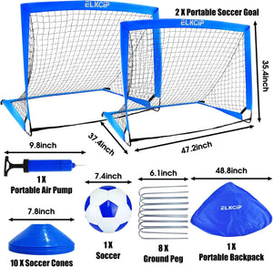 Kids Soccer Goals for Backyard Set of 2, 6X4 /4X3 Ft Portable Soccer Nets