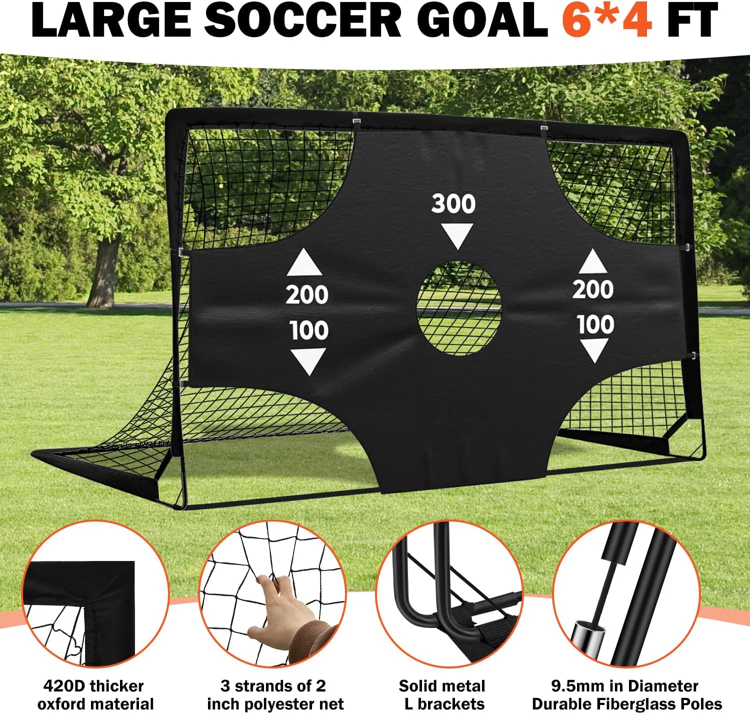 Portable Pop up Soccer Goal - 6X4Ft Backyard Training Equipment with Soccer Ball