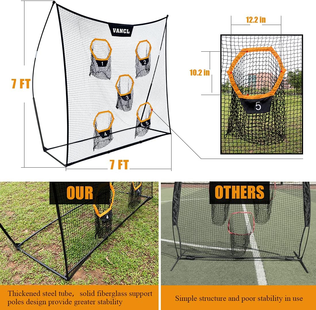 Football Training Net Portable 7X7Ft Knotless Quarterback Throwing Net