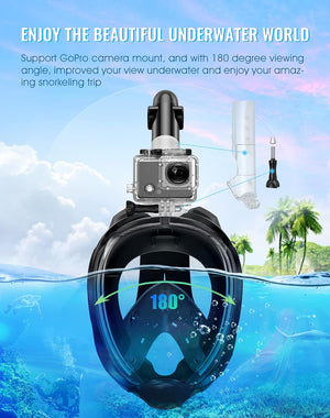 Full Face Snorkel Mask with Latest Dry Top System, Foldable 180 Degree
