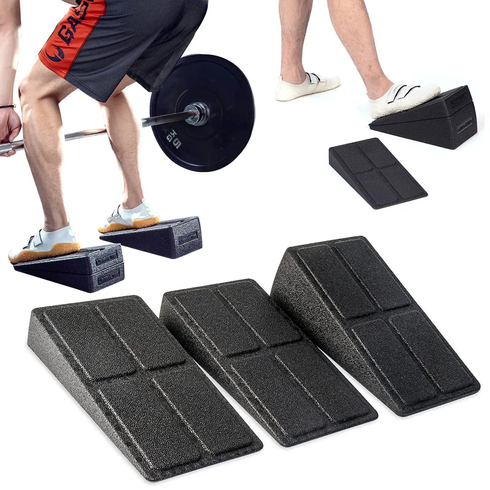 3Pcs Adjustable Squat Wedge Ramp Non-Slip Deadlift Calf Stretcher