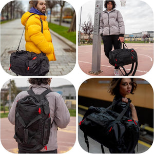 Gym Bag for Women & Men, 35L Sports Travel Duffel Bag with Compartment, Black